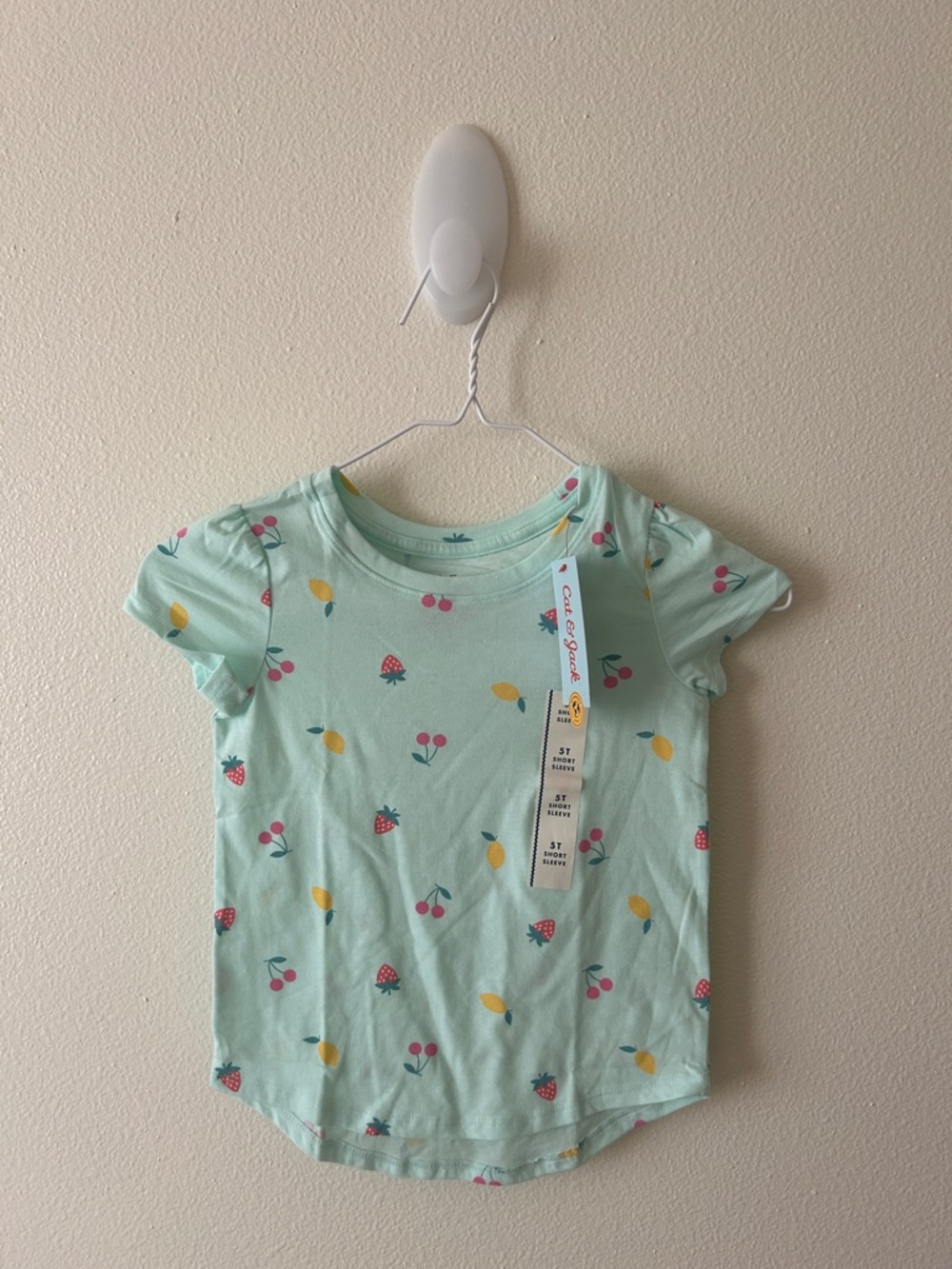 Cat & Jack Mint Short Sleeve Tee with Strawberry, Lemon & Cherry Print